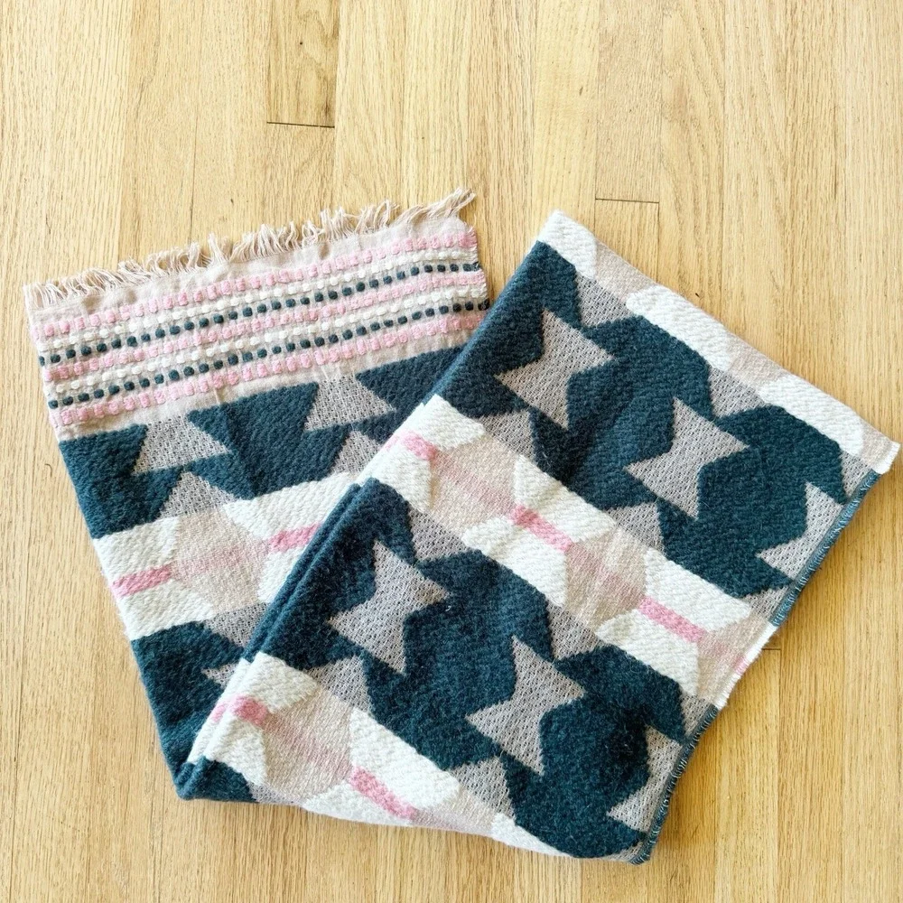 Madewell Textured Blanket Scarf Wool Blend Pastels Soft Upscale Boho Chic 78x27